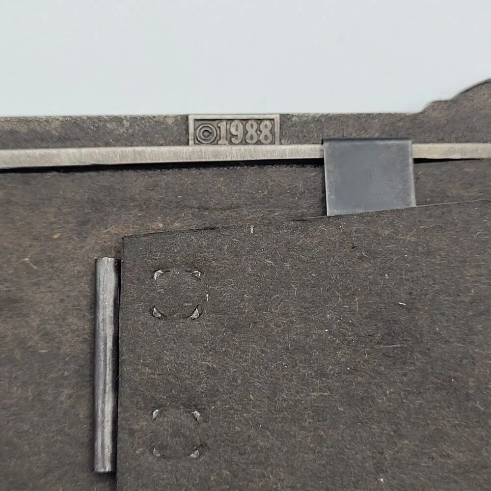 1988 Old World Pewter Firefighter Photo Frame Dalmation Axe Hat Wallet Size USA